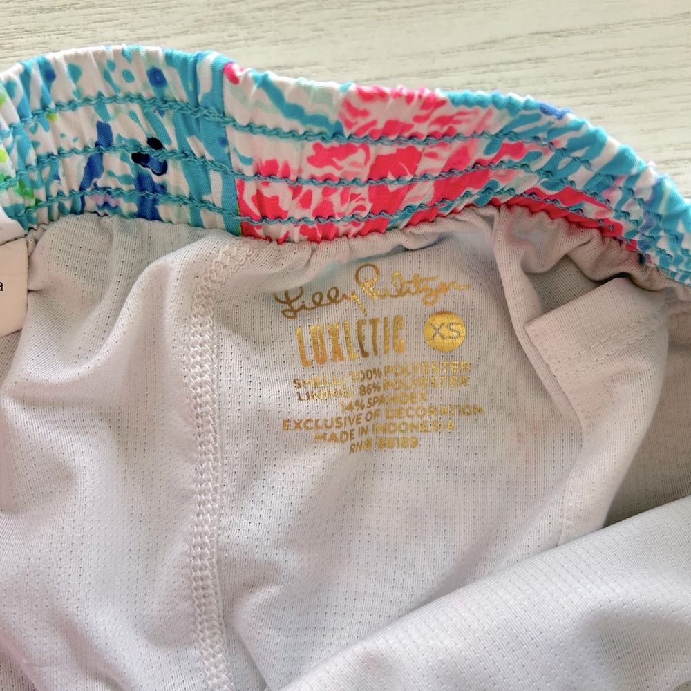 Lilly Pulitzer Athletic Shorts in Pink and Blue with Tropical Print - Picture 10 of 11